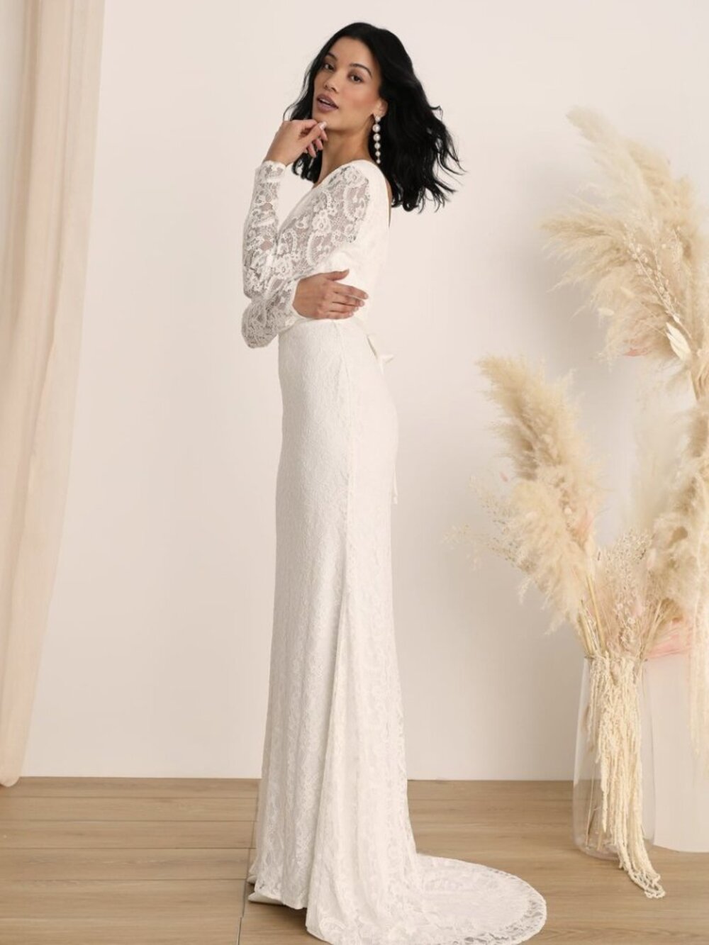 Lulus Enchanted Elegance White Lace Backless Mermaid Maxi Dress NWT - Picture 4 of 8